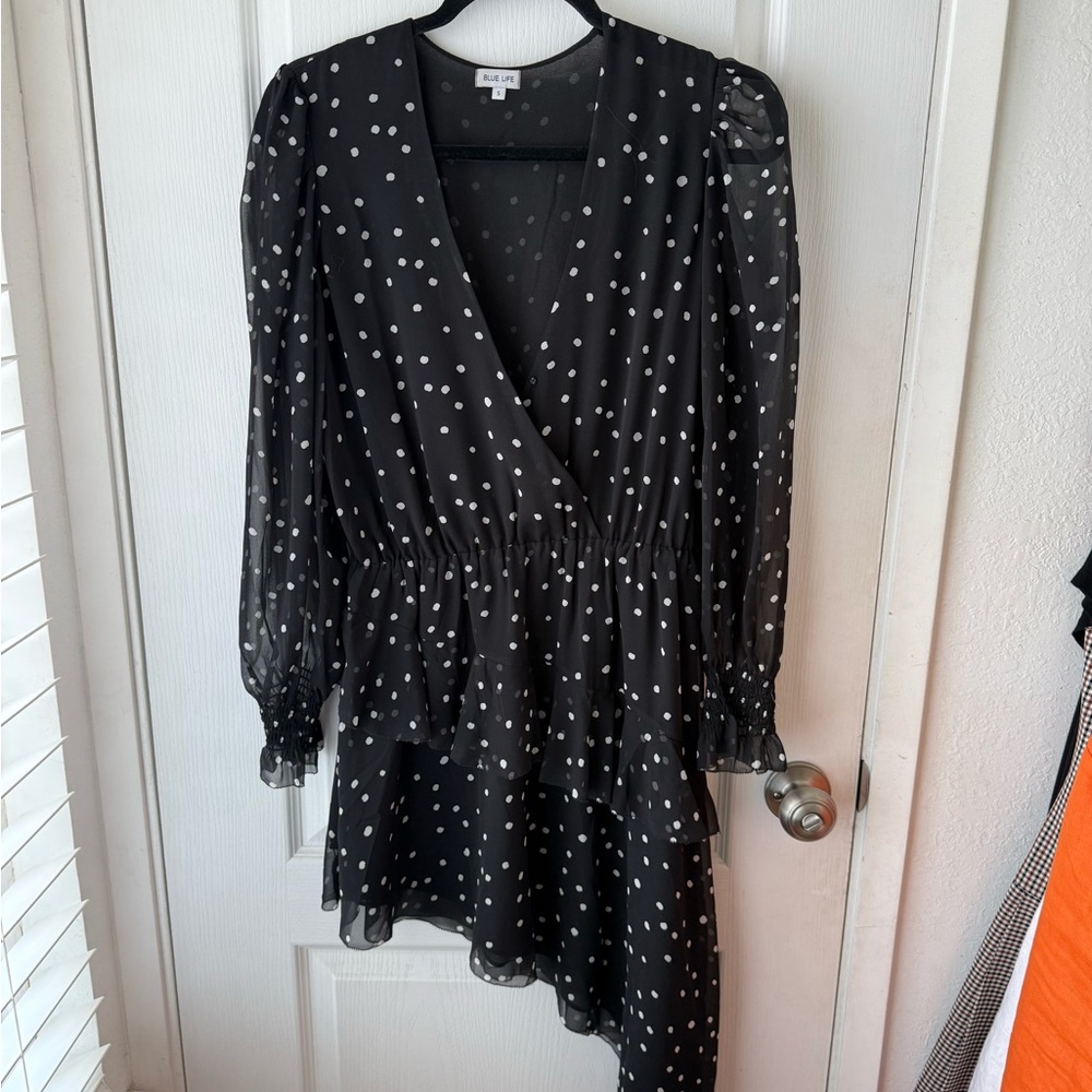 Elegant Black Polka Dot Dress